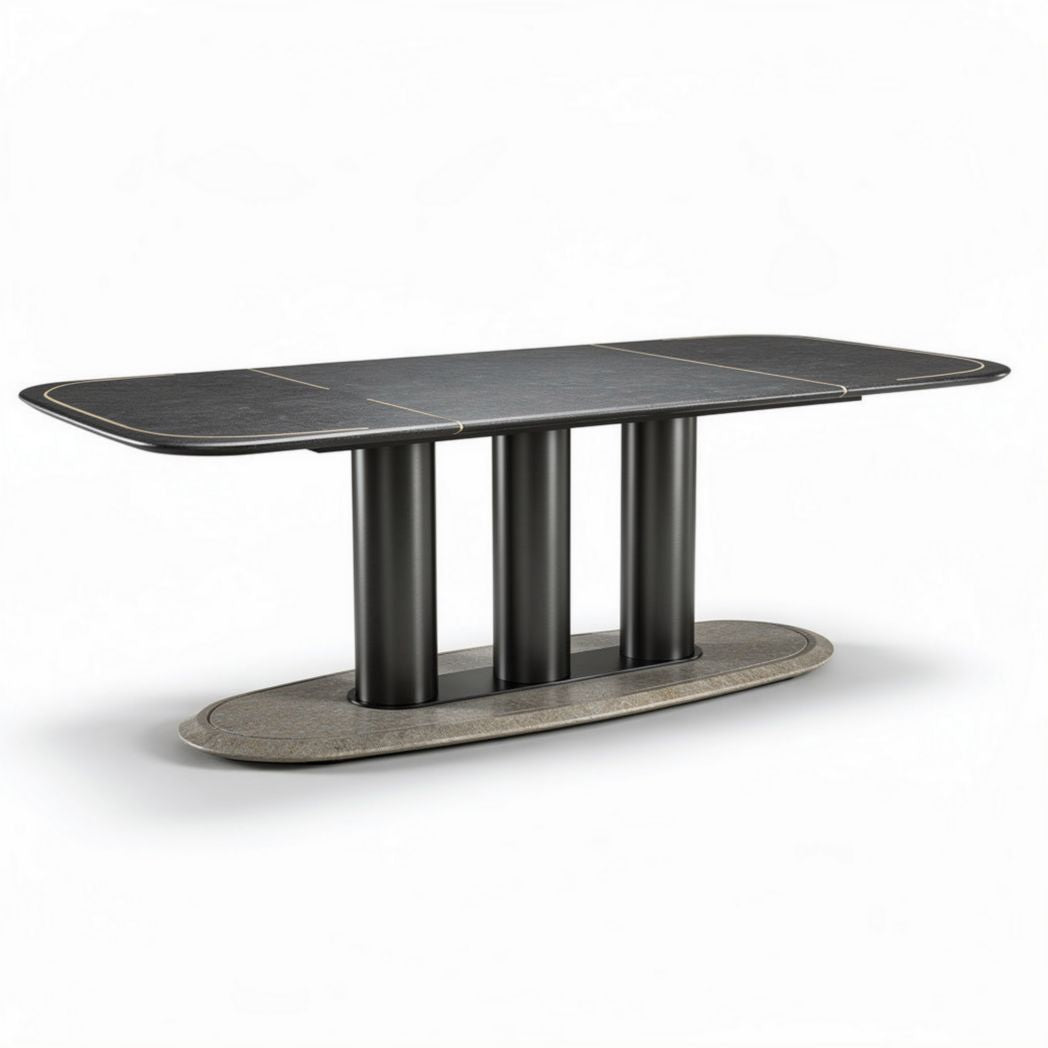 Table extensible en verre et métal noir 200 x 100 x 75cm pour salle à manger