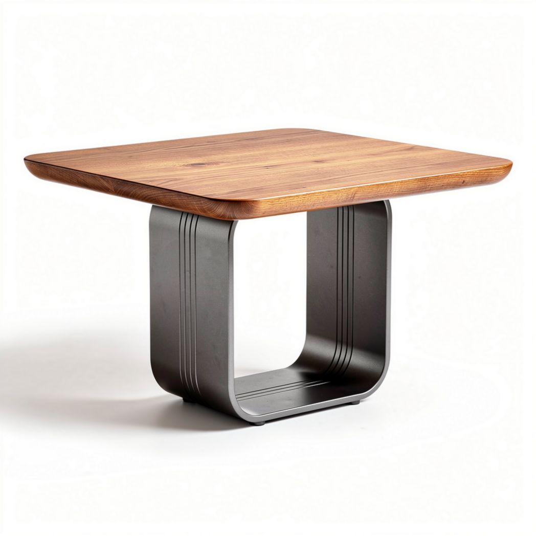 Table basse en bois et métal 60 x 60 x 45cm pour salon moderne