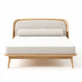 Lit en bois clair avec matelas en mousse gris 200 x 160 x 100cm