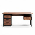 Bureau en bois avec tiroirs en métal pour bureau ou espace de travail 150 x 60 x 75cm