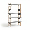 Étagère en bois et métal gris pour rangement de 90 x 40 x 180 cm