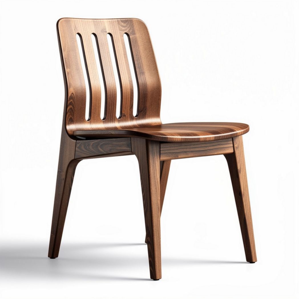 Chaise en bois de hêtre couleur noyer avec dossiers verticals dimensions 45 x 45 x 85cm