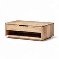 Table basse en bois clair avec tiroir et étagère 100 x 60 x 40cm