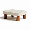 Table basse en bois avec plateau en céramique 30 x 20 x 10cm couleur beige