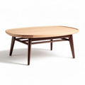 Table basse oval en bois naturel 120 x 80 x 40cm pour salon moderne