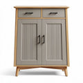 Meuble de rangement en bois avec finitions grises et plateaux en chêne 80 x 40 x 90cm