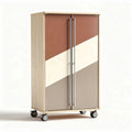 Armoire sur roulettes en bois avec portes bicolores dimensions 90 x 45 x 180cm