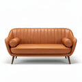 Canapé convertible en simili cuir marron 200 x 85 x 75cm avec coussins intégrés