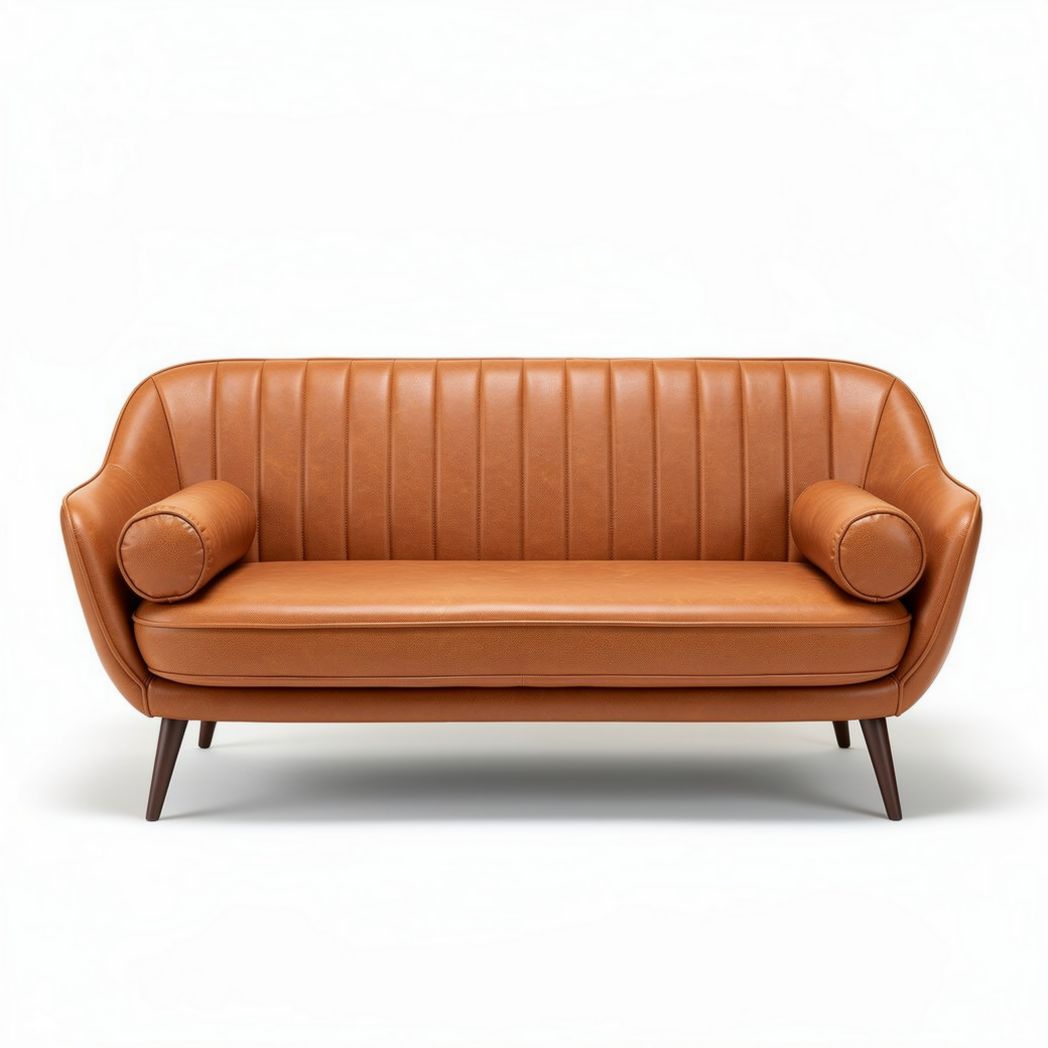 Canapé convertible en simili cuir marron 200 x 85 x 75cm avec coussins intégrés